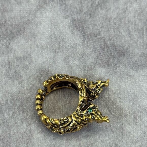 Gucci Rare Stone Dragon Gold Tone Medium Ring 8 - Picture 9 of 9